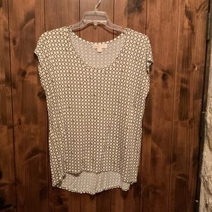 Michael Kors Black and White Patterned Short Sleeve Top